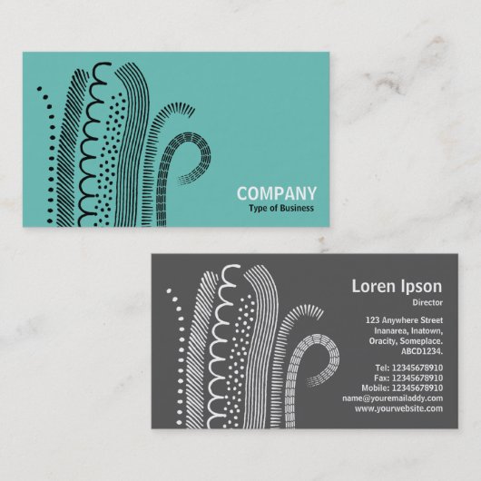 Abstracte lijnen 01 - Zwart op licht Blauwgroen Visitekaartje (Voorkant / Achterkant)