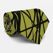 Abstracte lijnen - 02 - Olijfgroen (99933) Stropdas (Opgerold)