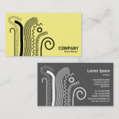 Abstracte lijnen 02- zwart op Bleek geel Visitekaartje (Voorkant / Achterkant)