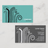 Abstracte lijnen 02 - Zwart op licht Blauwgroen Visitekaartje (Voorkant / Achterkant)