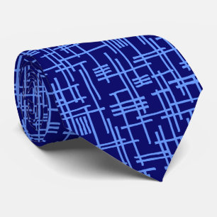 Abstracte lijnen 120923 - Babyblauw op donkerblauw Stropdas