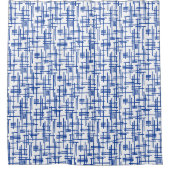 Abstracte Lijnen 120923 - Navy Blue op Wit Douchegordijn (Voorkant)
