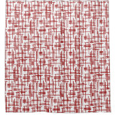 Abstracte Lijnen 120923 - Ruby Rood op Wit Douchegordijn (Voorkant)