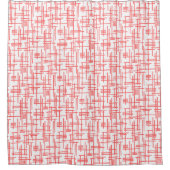 Abstracte Lijnen 120923 - Tropisch Roze op Wit Douchegordijn (Voorkant)