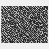 Abstracte lijnen 130318(b) - wit op zwart fleece deken (Voorkant (Horizontaal))