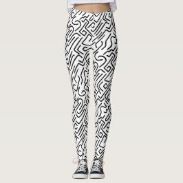 Abstracte lijnen 130318(b) - zwart op wit leggings