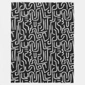 Abstracte lijnen 130318 - White on Black Fleece Deken (Voorkant)