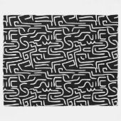 Abstracte lijnen 130318 - White on Black Fleece Deken (Voorkant (Horizontaal))