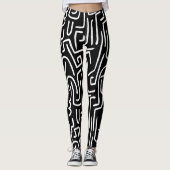 Abstracte lijnen 130318 - White on Black Leggings (Voorkant)