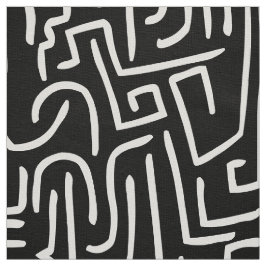 Abstracte lijnen 130318 - White on Black Stof