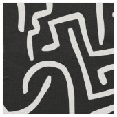 Abstracte lijnen 130318 - White on Black Stof (Close Up)