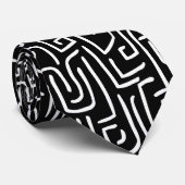 Abstracte lijnen 130318 - White on Black Stropdas (Opgerold)