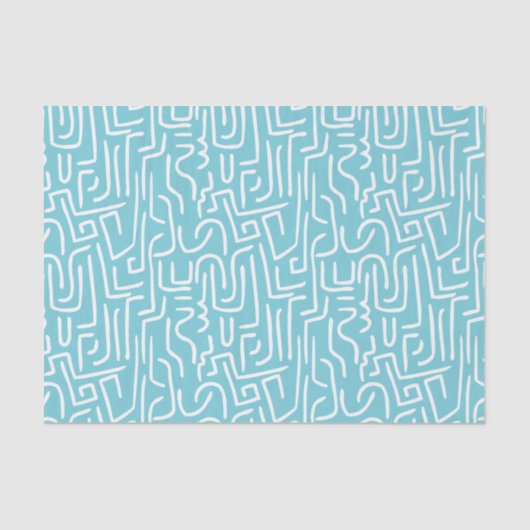 Abstracte lijnen 130318 - White on Robin Egg Blue Tissuepapier (Voorkant)