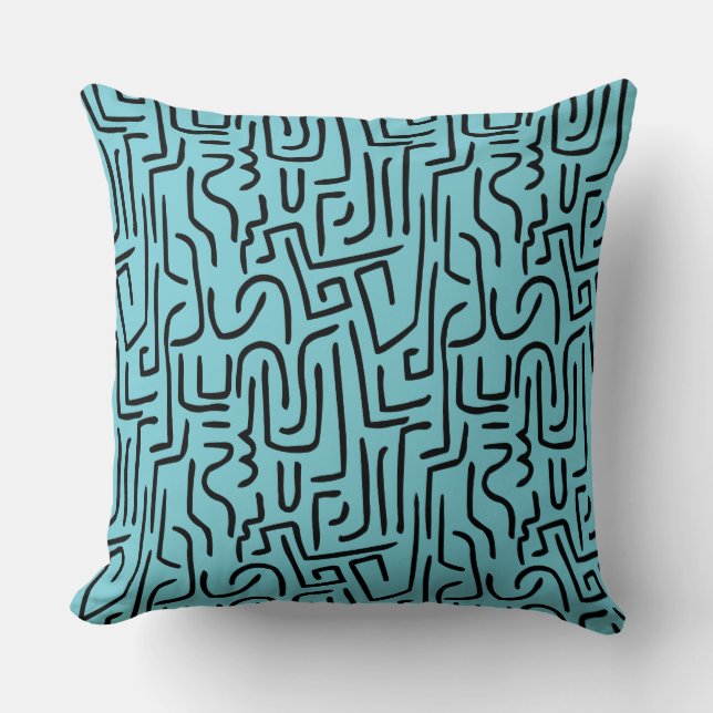 Abstracte lijnen 130318 - Zwart op #76CCD7 Kussen (Voorkant)