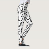 Abstracte lijnen 130318 - Zwart op wit Leggings (Rechts)