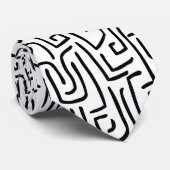 Abstracte lijnen 130318 - Zwart op wit Stropdas (Opgerold)