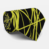 Abstracte lijnen - Banaan op zwart Stropdas (Opgerold)