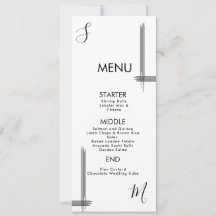 Abstracte lijnen Black White Wedding Menu Kaart