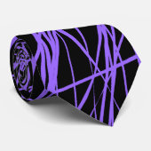 Abstracte lijnen - Blauw geweld op zwart Stropdas (Opgerold)