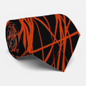 Abstracte lijnen - Brick Red op zwart Stropdas (Opgerold)