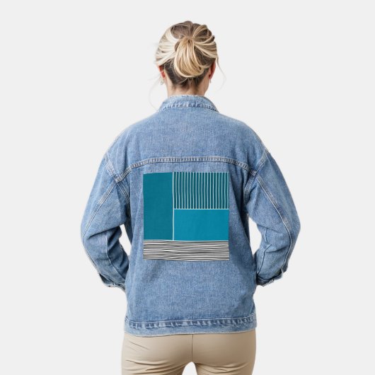 Abstracte lijnen denim jacket (Model)