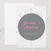 Abstracte lijnen en cirkels uitnodigen voor wedden kaart (Voorkant / Achterkant)