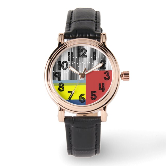 Abstracte lijnen en rechthoeken horloge (Voorkant)