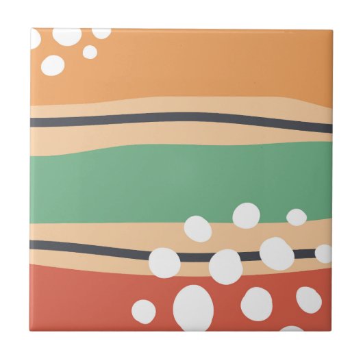 Abstracte lijnen en stippen tegeltje (Voorkant)