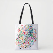 abstracte lijnen en stippen tote bag (Voorkant)