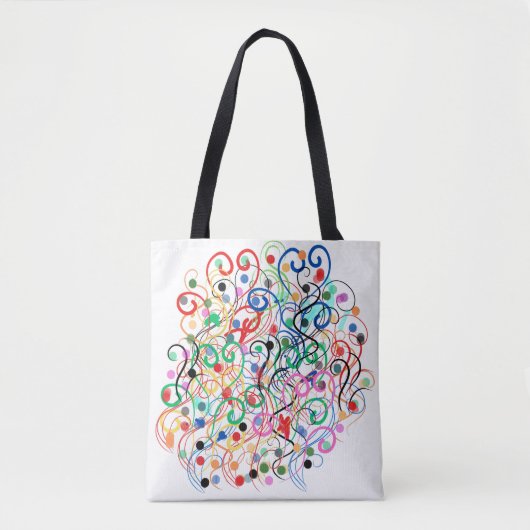 abstracte lijnen en stippen tote bag (Voorkant)