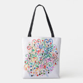 abstracte lijnen en stippen tote bag (Achterkant)