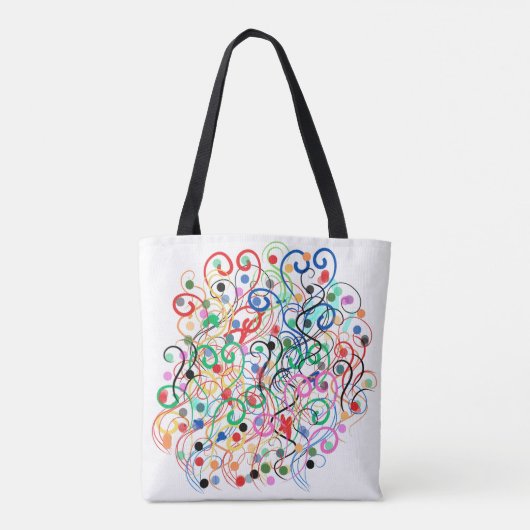 abstracte lijnen en stippen tote bag (Achterkant)