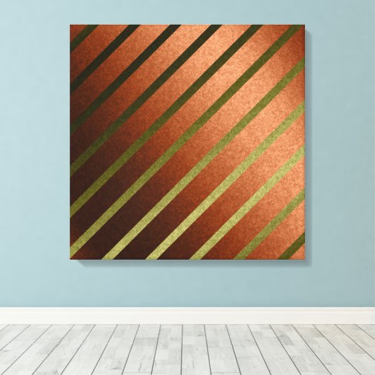 Abstracte lijnen Faux Oranje Gele Folie Canvas Kun (Insitu (Houten vloer))