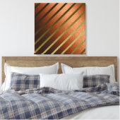 Abstracte lijnen Faux Oranje Gele Folie Canvas Kun (Insitu (Slaapkamer))