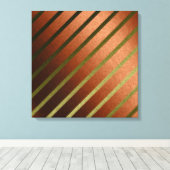 Abstracte lijnen Faux Oranje Gele Folie Canvas Kun Afdruk (Insitu (Houten vloer))