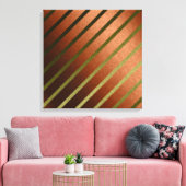 Abstracte lijnen Faux Oranje Gele Folie Canvas Kun Afdruk (Insitu (Woonkamer))
