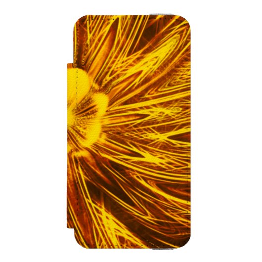 Abstracte lijnen gele bloem incipio iPhone portemonnee hoesje (Voorkant Agenda)