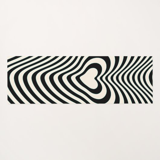 Abstracte Lijnen Harten in zwart en Amandelcrème Yogamat (Achterkant (horizontaal))