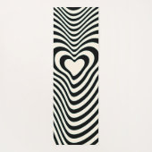 Abstracte Lijnen Harten in zwart en Amandelcrème Yogamat (Achterkant)