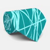 Abstracte lijnen - Ice Blue op 009999 Stropdas (Opgerold)