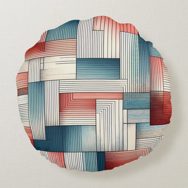 Abstracte lijnen in harmonie rond kussen (Achterkant)