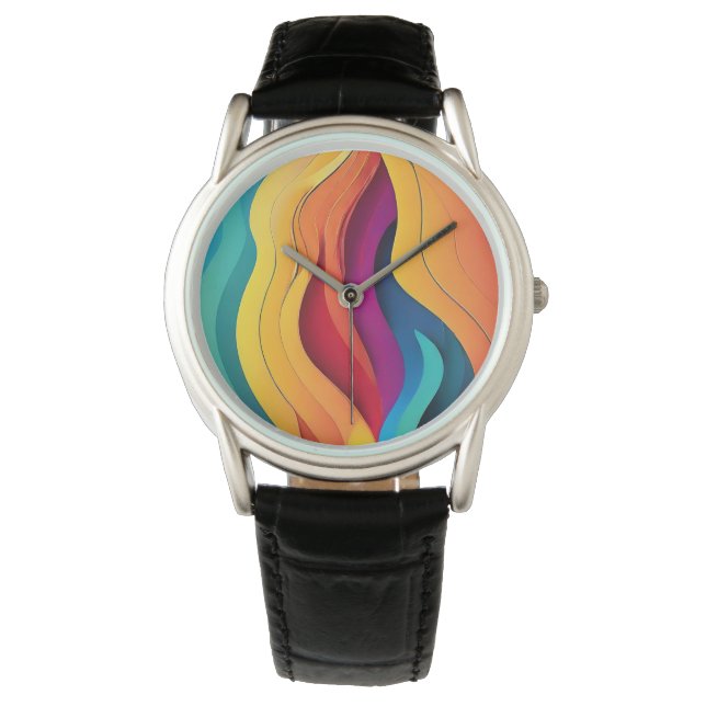 Abstracte lijnen kunstpatroon horloge (Voorkant)