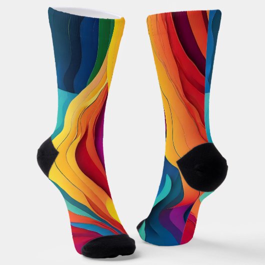 Abstracte lijnen kunstpatroon sokken (Gebogen)