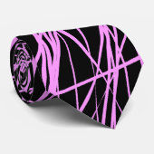 Abstracte lijnen - Licht Violet op zwart Stropdas (Opgerold)