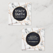 Abstracte lijnen | Marmer | Gouden gespikkelde ban Vierkante Visitekaartje (Voorkant / Achterkant)