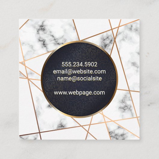 Abstracte lijnen | Marmer | Gouden gespikkelde ban Vierkante Visitekaartje (Achterkant)