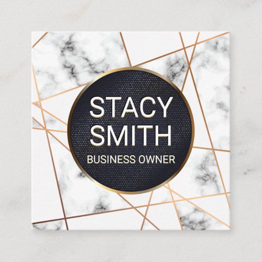 Abstracte lijnen | Marmer | Gouden gespikkelde ban Vierkante Visitekaartje (Voorkant)