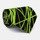 Abstracte lijnen - Martian Green over zwart Stropdas (Opgerold)