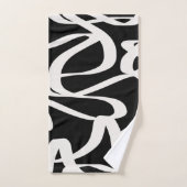 Abstracte lijnen met moderne zwarte en beige crème bad handdoek (Handdoek)