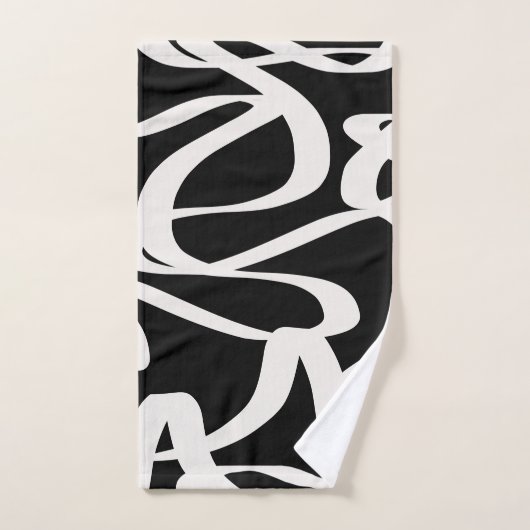 Abstracte lijnen met moderne zwarte en beige crème bad handdoek (Handdoek)